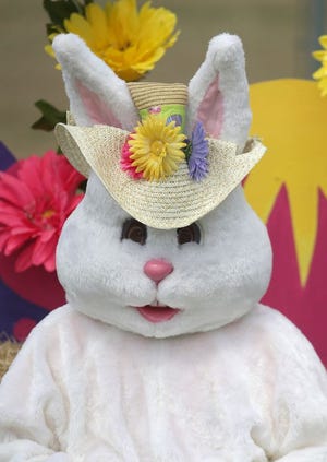 Mrs. Bunny takes a break from visiting with children at Harder's Park to pose for a picture.
