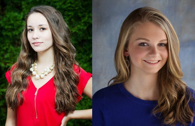 Two West Bridgewater girls - Carly Fisher (left), 14, and Hailey Ryan, (right), 15, - are competing with 11 other girls for Miss Massachusetts Outstanding Teen on April 3.