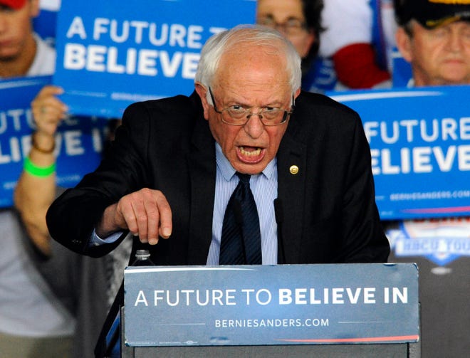 Democratic presidential candidate Sen. Bernie Sanders speaks to supporters at PNC Music Pavilion in Charlotte, N.C., on Monday, March 14, 2016.