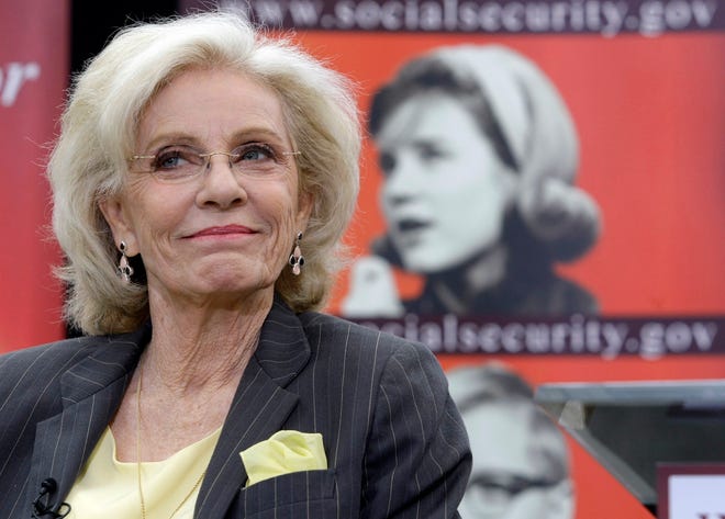 In this March 23, 2010 file photo, Academy and Emmy award-winning actress, Patty Duke appears during a news conference at the Paley Center for Media in Beverly Hills, California. (AP Photo/Damian Dovarganes)
