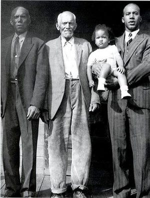This photo from Old Arthur’s website includes four generations of the Watts family and was probably taken in the 1940s. From the left are Eudell Sr., Arthur, Eudell III, and Eudell Jr.