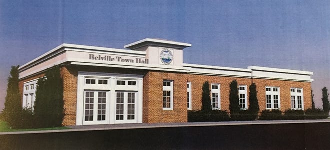 This sketch shows what the proposed new town hall would look like in Belville.