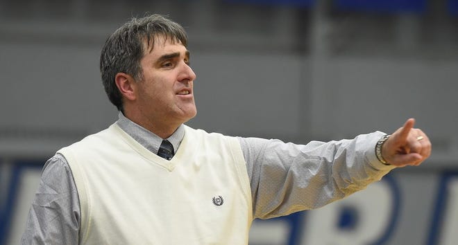 Flat Rock's Marc Villemure has been named 2015-16 Monroe County Region girls basketball Coach of the Year. (Monroe News photo by TOM HAWLEY)