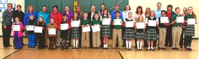 Several outstanding readers were recently recognized during opening ceremony at Will Carleton Academy. Those readers include: Haleigh Smith,Nate Portteus,Addison Porter, Samuel Waker, Julian Harman, Charissa Briix, Ike Lindley, James VanCamp, Nora Treloar, Easten Strodtman, Leah Nye, Eviee Huggett, Cheyenne Mitchell, Ryan McKnight, Dorian Pauken and Abby Baxter. Not pictured: Adele Sayer. COURTESY PHOTO