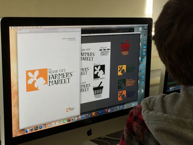 Several designs were envisioned by Bristol-Plymouth Regional High School senior Mikayla Mello as she worked out a new logo for The Silver City Farmers' Market.