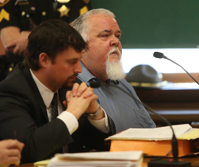 Times-Reporter/Jim Cummings

Wesley ''Buster'' Clark listens to Judge T. Shawn Hervey's instructions Tuesday in Harrison County Common Pleas Court in Cadiz. Clark was sentenced to 30 years in prison for killing Dustin Moreland.