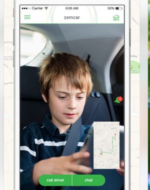 When children are picked up, a video of the entire ride is broadcasted to parents from the dashboard. Parents can also request to have the ride broadcasted to Zemcar specialists at the Zemcar Operation Center. Courtesy image