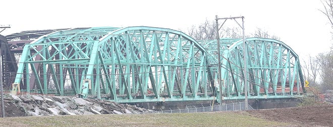 The U.S. Route 36 bridge was demolished Thursday.