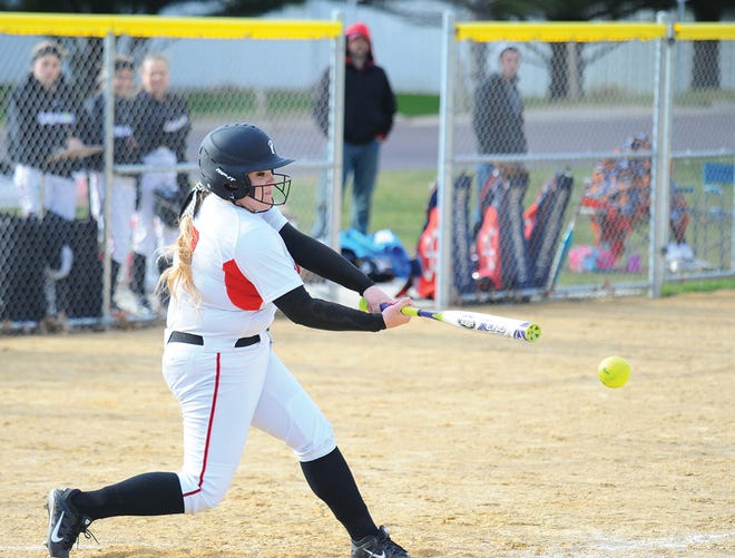 Pekin’s Journi Cummings swings at a 
ball during Thursday's home game against Canton. Cummings went 2-for-3 at the plate in Pekin's 5-1 loss.