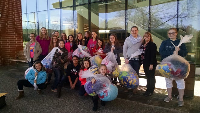 Students from Tuscarawas Valley Middle School recently delivered handmade blankets to Akron Children's Hospital. PHOTO PROVIDED