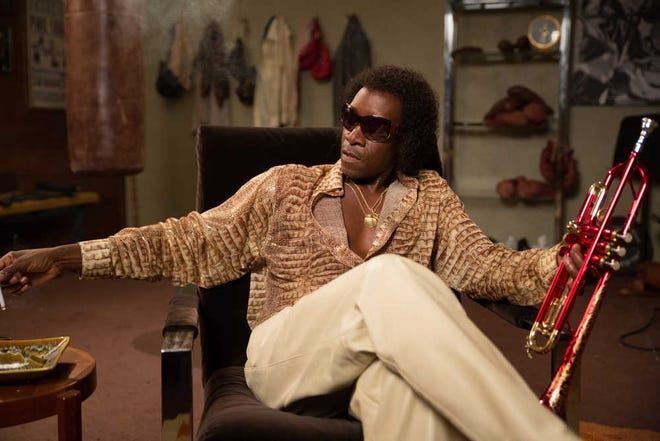 This image released by Sony Pictures Classics shows Don Cheadle as Miles Davis in a scene from, "Miles Ahead." (Brian Douglas/Sony Pictures Classics via AP)