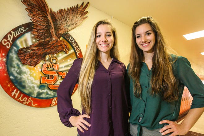 Haley, left, and Hannah Tabor of Spruce Creek High School are two of the 40 Volusia and Flagler County high school seniors honored with The News-Journal's Medallion of Excellence award, which the newspaper has been giving out since 1983.
News-Journal / LOLA GOMEZ