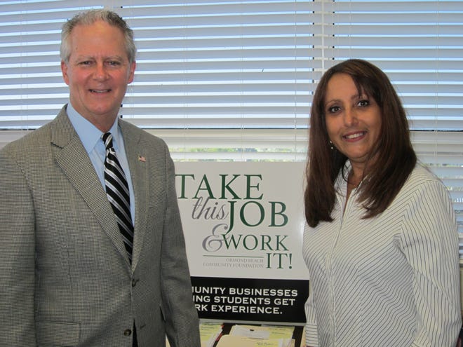 Dwight Selby, president of the Ormond Beach Community Foundation, and Aida Spina are running the Take This Job and Work It program that links employers offering summer jobs and paid internships with job-seeking high school and college students. NEWS-JOURNAL/BOB KOSLOW