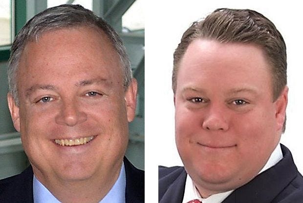 Democratic candidate Perry Warren, left, and Republican candidate Ryan W. Gallagher are Newtown attorneys vying to replace state Rep. Steve Santarsiero in the 31st House District.