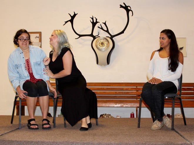 This weekend's "All Joking Aside" benefit for the Doris Bardon Community Cultural Center will feature such comedy skits as "Wanda's Visit," with, from left, Margaret Egeln, Shanna Merceron and JoAnne Ortiz.