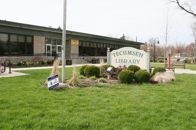 A Tecumseh couple pleaded not guilty Thursday at an arraignment in Lenawee County District Court to criminal charges for failing to return two books to the Tecumseh District Library, pictured here in April 2013.