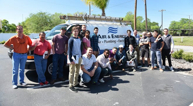Manatee Technical College air-conditioning, refrigeration and heating technology students at Air & Energy's Bradenton headquarters.