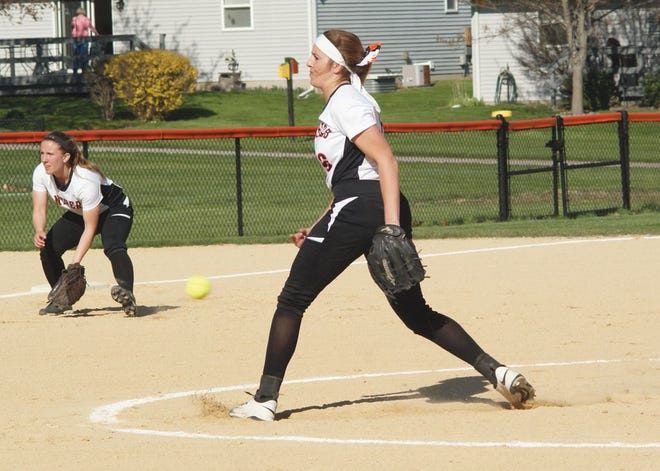 Washington’s Madi McCoy delivers a pitch during Thursday's home game against Dunlap. McCoy struck out her 500th career batter and set the school all-time career RBI mark in the victory.
