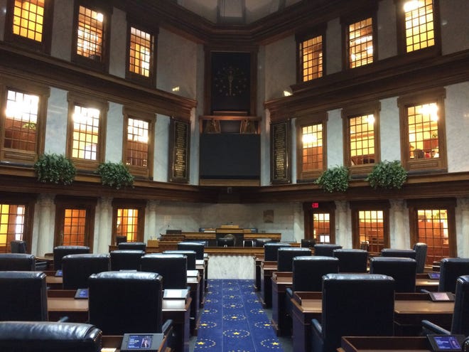 The Senate chamber in the Indiana Statehouse.