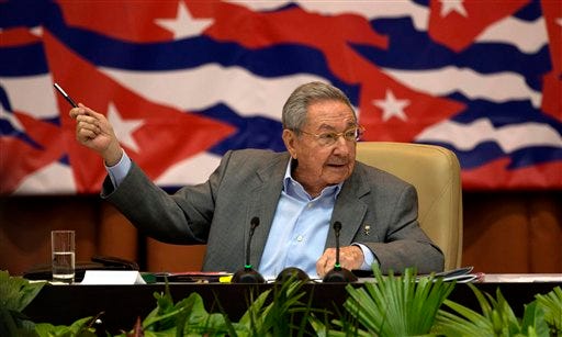 Cuba's President Raul Castro attends a session of the 7th Congress of the Cuban Communist Party in Havana, Cuba, Monday, April 18, 2016. (Ismael Francisco/Cubadebate via AP)