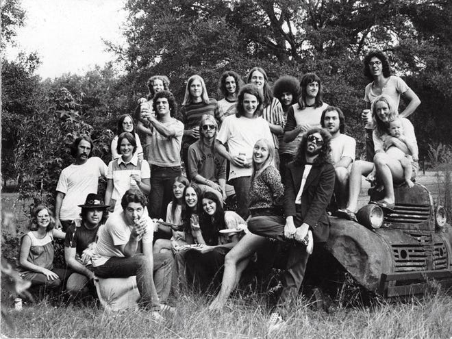 The cover photo of "Music Everywhere" shows the Mudcrutch/Road Turkey picnic in 1973 with such musicians as Tom Petty, then of Mudcrutch, slightly left of center in aviator sunglasses. Standing slightly to the right behind him is future Tom Petty and the Heartbreakers guitarist Mike Campbell, then of Mudcrutch. Future Heartbreakers drummer Stan Lynch, then a member of Road Turkey, stands three people to the right of Campbell with long hair and bangs. Future Heartbreakers keyboardist Benmont Tench leans against the truck at right. Future Motels member Marty Jourard, then of Road Turkey, stands to the left of Petty, opening a beer.