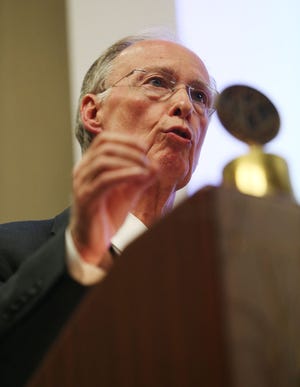 Alabama Governor Robert Bentley speaks at the Kiwanis International 100th celebration dinner held at the Embassy Suites hotel in Tuscaloosa, Ala. on Friday, Aug. 7, 2015. Staff photo | Erin Nelson
