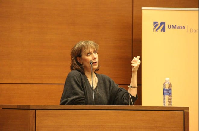 Lizz Winstead talks about her comedy roots, politics and women's rights at UMass Dartmouth's kickoff to Women's History Month. PHIL DEVITT/CHRONICLE