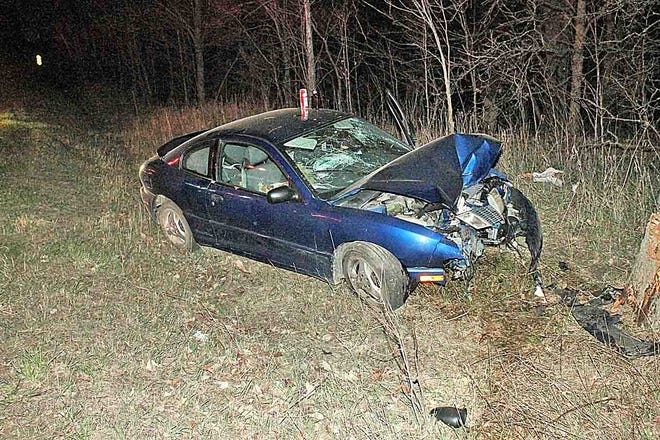 The Hillsdale County Sheriff’s Office and Addison Fire and Emergency Medical Services were dispatched to a car versus tree crash on Waldron Road just south of N. Adams Road Monday night. COREY MURRAY PHOTO