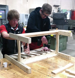 R-S Ag students build reading benches