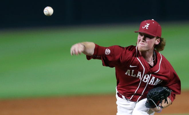 Alabama's Zac Rogers pitches during a game against the University of South Alabama at Sewell-Thomas Stadium on Wednesday. Staff photo/Erin Nelson