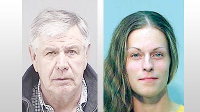 Edward Earl Judson, 65, left, and Rachel Merle Romero, 31, are seen in these sheriff's and prison mugshots.