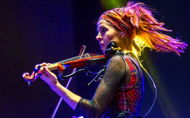 Lindsey Stirling performs during the Life is Beautiful festival on Friday, September 25, 2015 in Las Vegas. (Photo by Paul A. Hebert/Invision/AP)