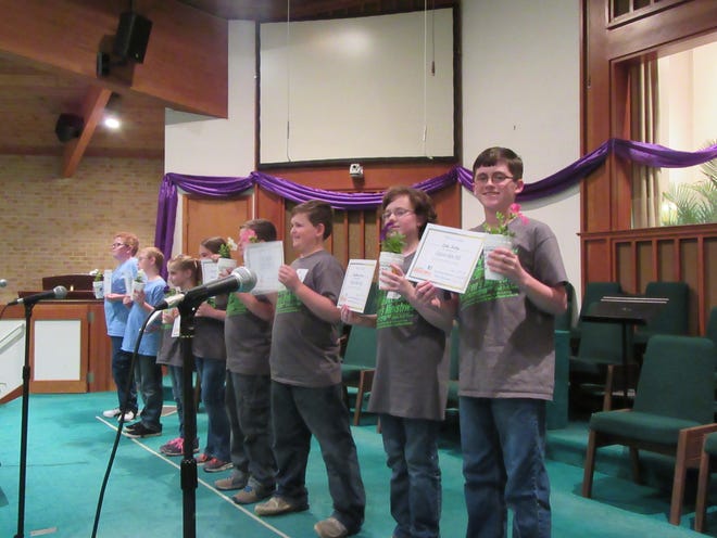 Children who participated in the Bible Drill competition display their certiciates on March 20 at Beaver Dam Baptist Church in Shelby. The annual event is held by the Greater Cleveland County Baptist Association. Submitted photo.