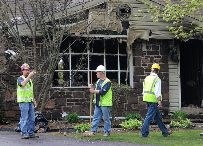 A fire badly damaged a home on Schoolhouse Road in Hilltown Friday morning, April 22, 2016.