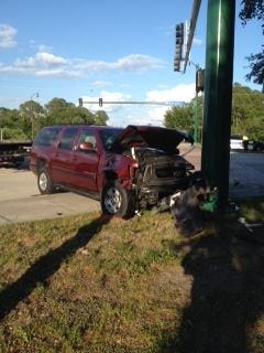 A car involved in a serious crash Sunday, April 24, 2016 at Toledo Blade and Cranberry-Plantation boulevards in North Port. (Provided by North Port Police)