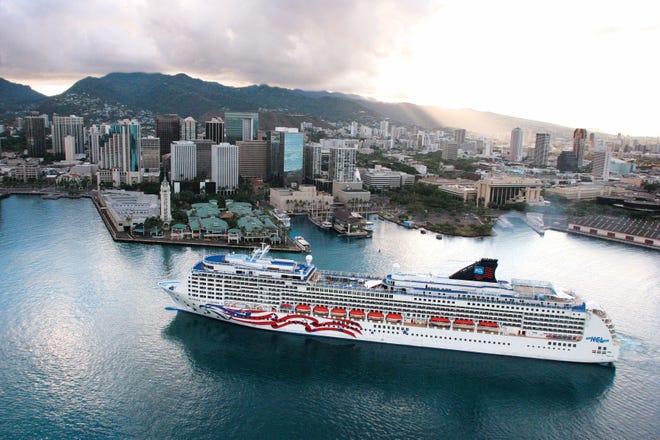 Norwegian Cruise Line's ship Pride of America arrives back in its home port of Honolulu. The state has launched a campaign defending tourism as critics question whether the low-paying jobs, crowds and other headaches associated with the industry are worth it.

Associated Press file