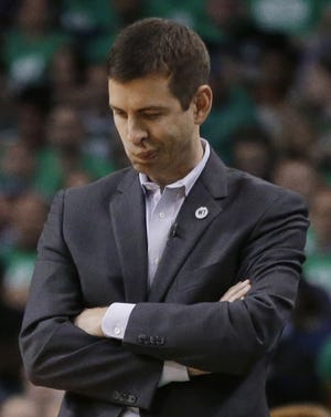 Celtics coach Brad Stevens watched his team's season end in disappointment on Thursday night when Boston was beaten by the Hawks in Game 6 of their first-round playoff series.