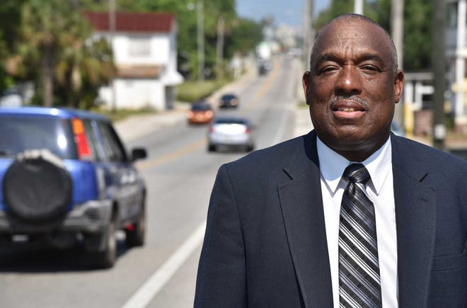 PETER.WILLOTT@STAUGUSTINE.COMGreg White poses for a photograph on West King Street in the West Augustine neighborhood on Friday, April 29, 2016. White is resigning his position as chair of the steering committee of the West Augustine Community Redevelopment Agency to focus more of his time on economic redevelopment of the area.