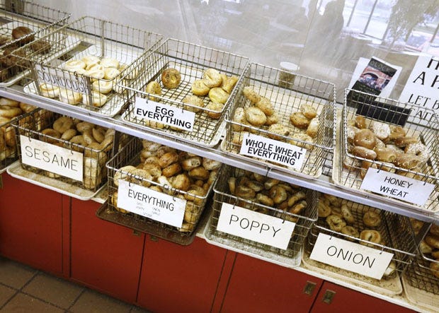 Block's Bagels, which is nearing its 50th anniversary, makes 28 different kinds of bagels.