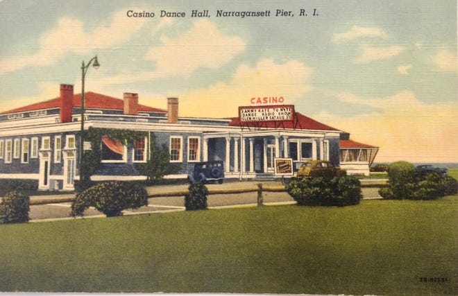 A vintage postcard depicts the dance hall at the "new" casino at Narragansett Pier. COURTESY OF JOHN W. MILLER JR.