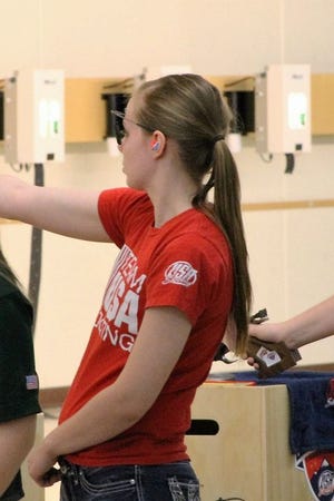 Hannah Walsh placed third in the 10 meter women's air pistol event at the National Junior Olympic Pistol Championship in Colorado Springs. Her bronze medal placed her on the National Junior Olympic Pistol Squad.