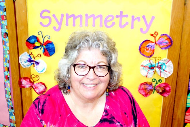 Gail Suess-Brandow, lower-elementary art teacher at Sturgis Public Schools, recently taught a lesson on symmetry, as she incorporates math, science, technology and engineering into her teaching. Suess-Brandow will be recognized for her efforts May 21 at The Air Zoo in Portage as a recipient of the Science Innovation Hall of Fame Awards.