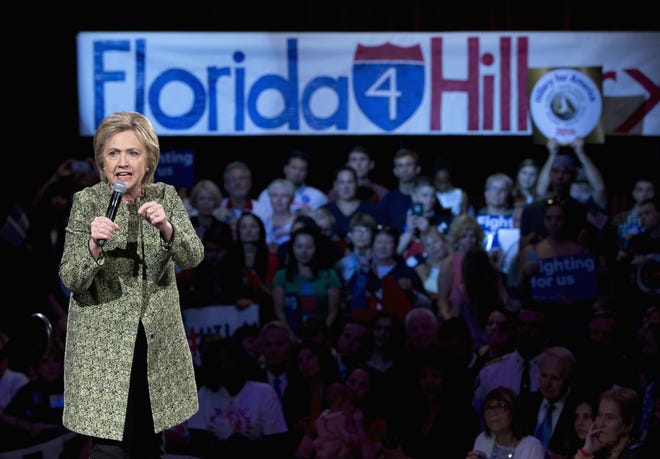 Democratic presidential candidate Hillary Clinton speaks during a campaign event in Tampa in March.