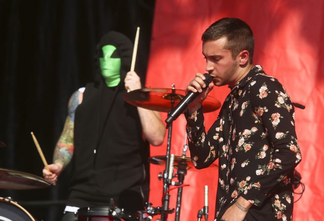 Twenty One Pilots' Tyler Joseph, right, and Josh Dun perform at the Austin City Limits Music Festival in Zilker Park on Oct. 10 in Austin, Texas.
