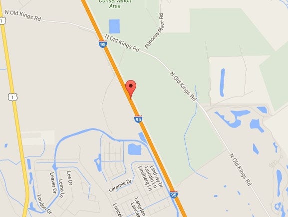 A fatal crash closed the northbound lanes of Interstate 95 in Palm Coast. Google Maps