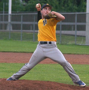 Collin Maine, pictured pitching for Ilion Post 920 in an American Legion game last July, threw a no-hitter for Mt. Markham Monday against Herkimer. 

Times Telegram File Photo/Jon Rathbun