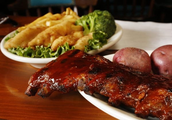 The fried perch and barbecued ribs at Windward Passage