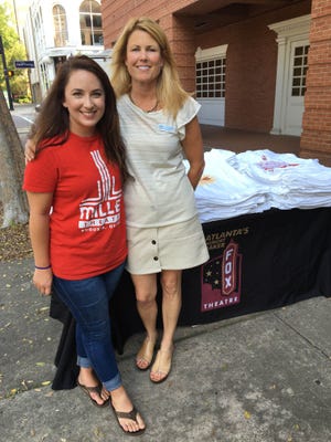 Ansley Easterlin (left), Miller Theater director of development, stands with Anne Catherine Murray, executive director of Symphony Orchestra Augusta, at Thursday's concert outside of Miller Theater.