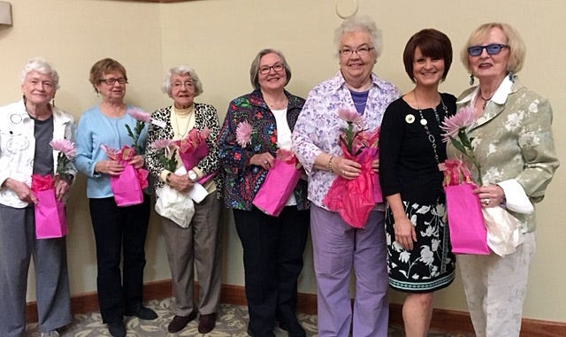 The Exeter Woman's Club held its annual Spring Luncheon and installation of officers May 3 at The Woods at Riverwoods. Tina Smith, President of GFWCNH presided at the installation. Installed as officers were, from left, Mary Jo Briselden, Parliamentarian, Lynne Green, Treasurer, Eloise Brown, Corresponding Secretary, Peg Dileo, Recording Secretary, Noreen Johnson, Vice President, Tina Smith, President of GFWCNH, Judy Stone President. Also named to the Board of Directors, was Mary Jo Briselden, Evelyn Orr, Marilyn Twombly, and Mary Underwood. The Exeter Womanís Club is a service organization serving their community and promoting education. Membership is open to women from Exeter and neighboring towns. For more information call 580-5797. Courtesy photo