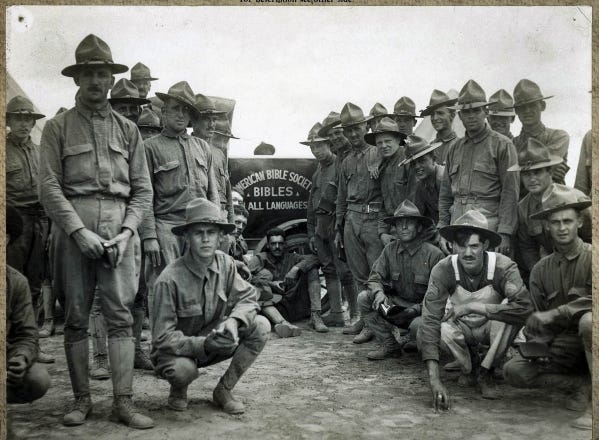 American Bible Society distributed millions of copies of Scriptures to American soldiers during World War I.